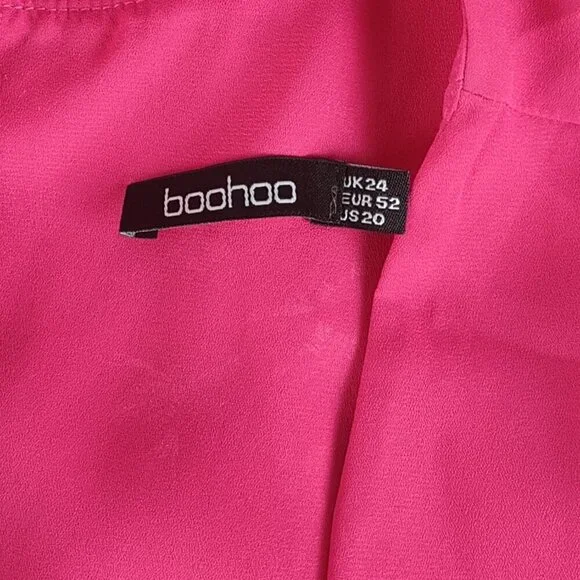 Boohoo Plus Hot Pink Sleeveless Draped Wrap Midi Dress V Neck Women's Size 20 - Picture 10 of 12